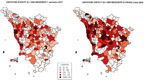 Visitatori distinti su 1000 residenti