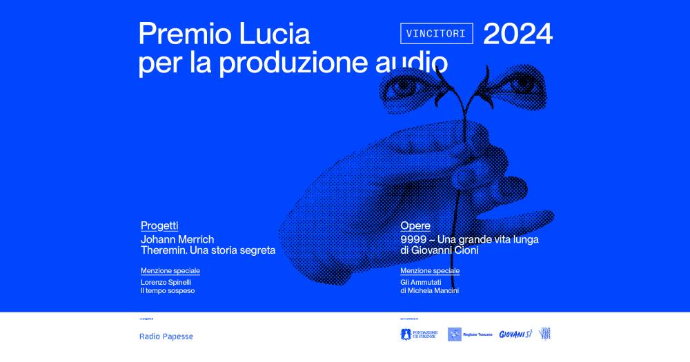Locandina dedicata ai vincitori del Premio Lucia per la produzione audio