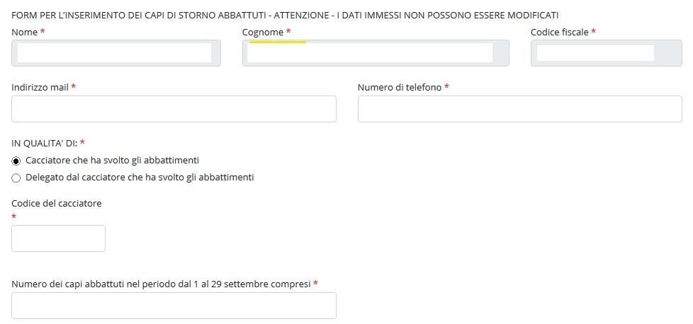 Trasmissione dei dati degli storni abbattuti in deroga