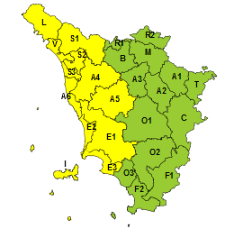 Codice giallo per pioggia e temporali giovedì 10 novembre