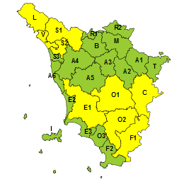 Meteo: allerta gialla per temporali e rischio idrogeologico