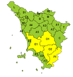 Ancora tempo instabile, codice giallo per temporali forti nella toscana meridionale