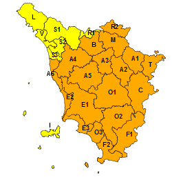 Neve, codice arancione per quasi tutta la Toscana dalle 21 di oggi fino alle 10 di sabato 13