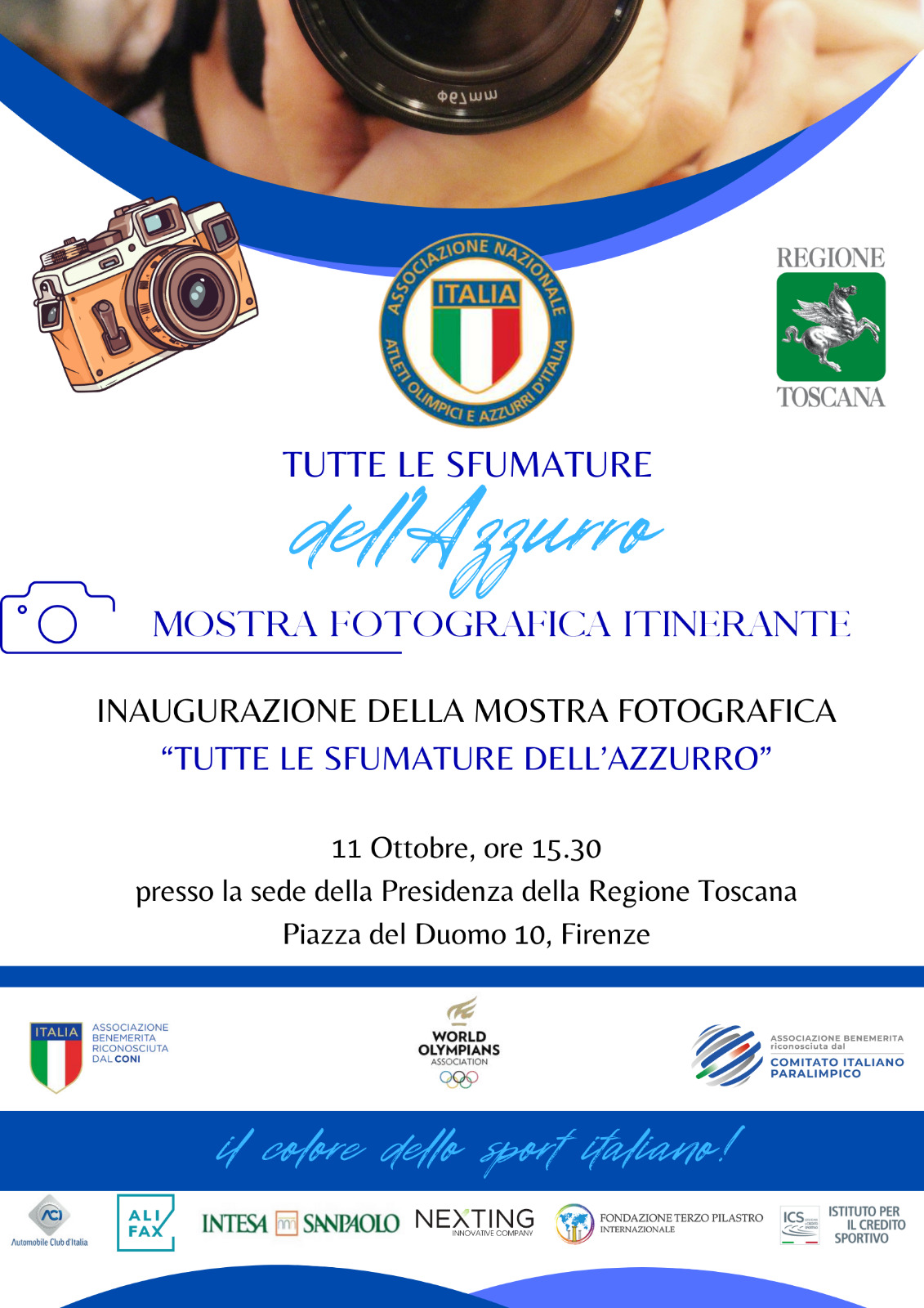 Venerdì 11 ottobre inaugurazione mostra fotografica ‘Tutte le sfumature dell’azzurro’