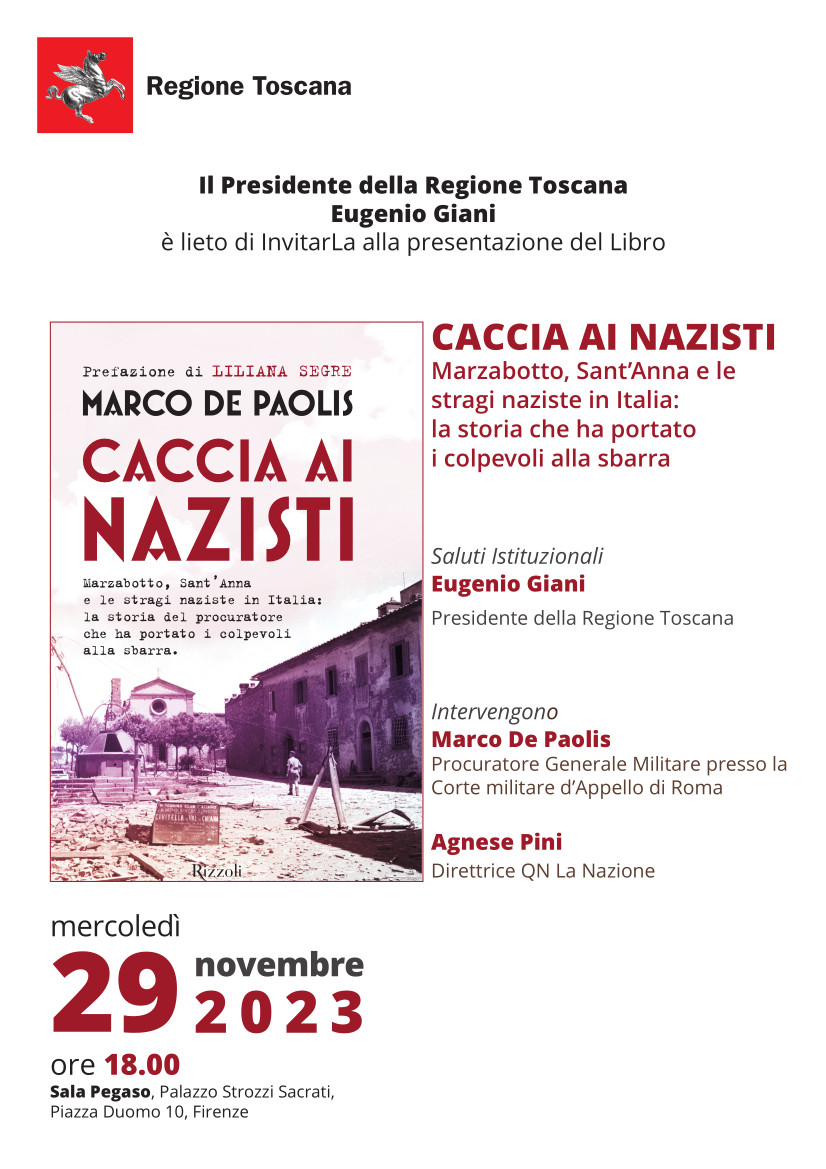 ‘Caccia ai nazisti’, mercoledì 29 presentazione del libro del procuratore militare De Paolis