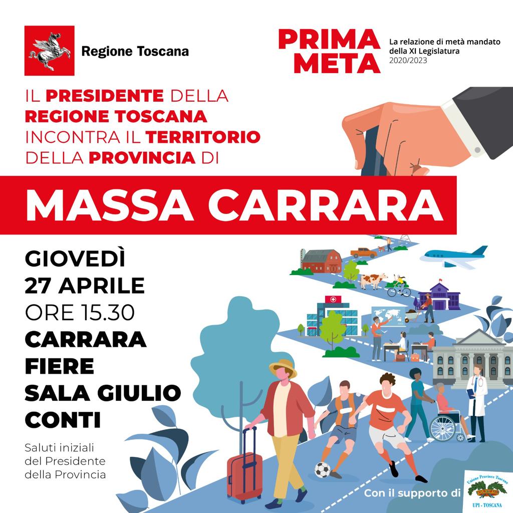 Metà mandato, giovedì 27 aprile Giani a Carrara incontra il territorio