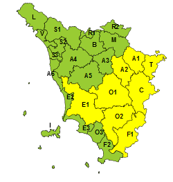 Codice giallo per vento giovedì 21 ottobre e per temporali dalla nottata di venerdì 22