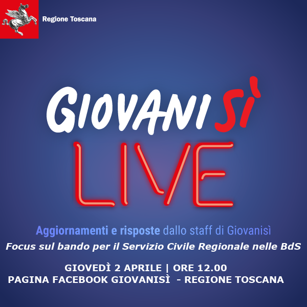 Giovanisì Live! Giovedì 2 aprile diretta sul servizio civile nelle botteghe della salute