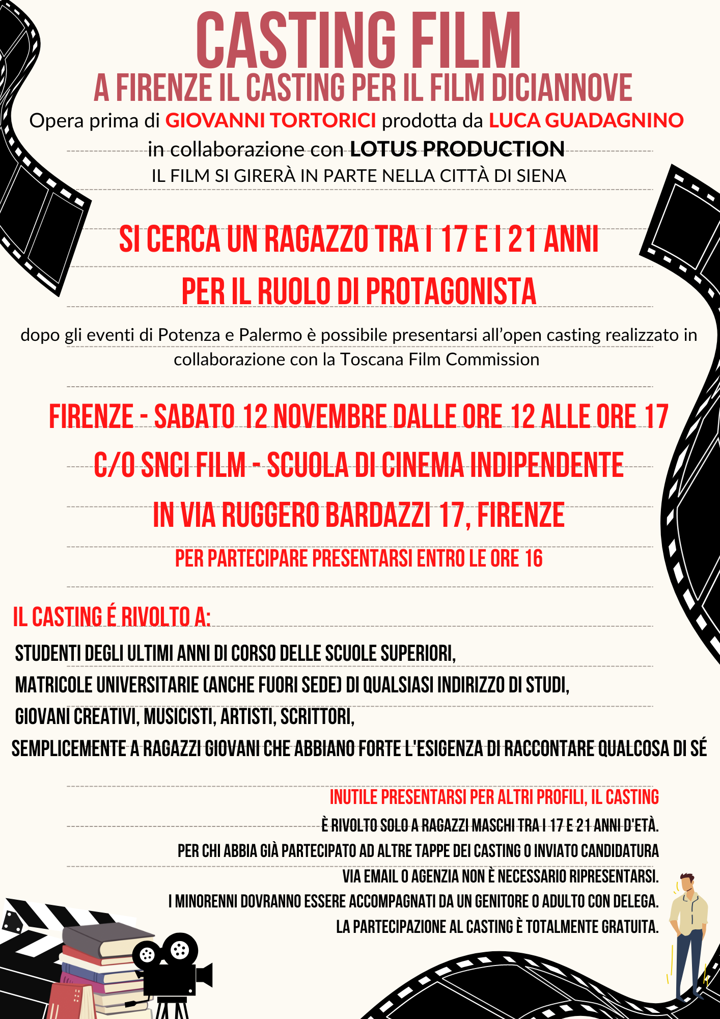 Casting a Firenze per il film “Diciannove” di Giovanni Tortorici
