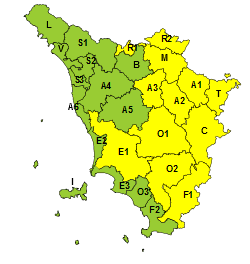 Codice giallo per temporali e rischio idrogeologico sabato 10 giugno