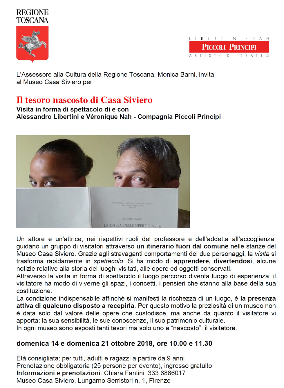 Casa Siviero, visita in forma di spettacolo domenica 21 ottobre