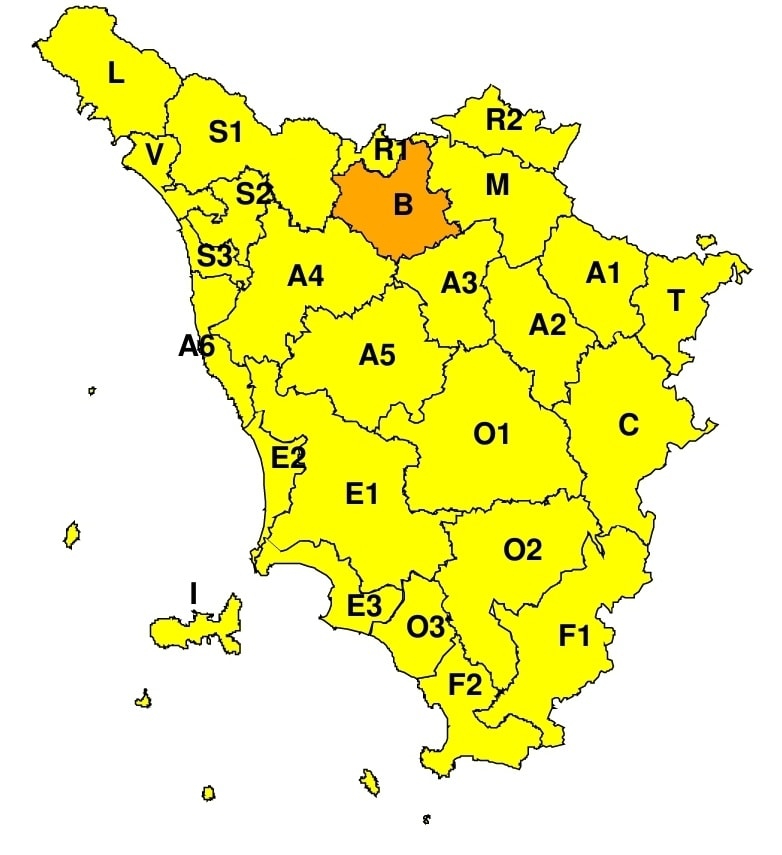 Allerta meteo fino alle 18 di sabato, arancio per i bacini di Bisenzio e Ombrone