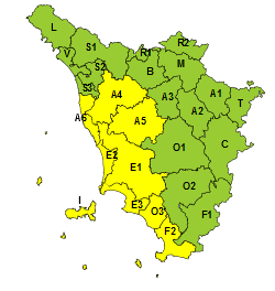 Maltempo, codice giallo per temporali esteso fino alle ore 7 di sabato 7 settembre