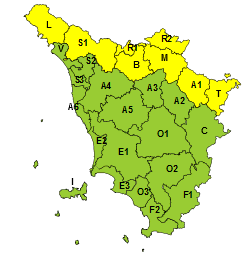 Maltempo, codice giallo per pioggia e temporali nelle zone settentrionali