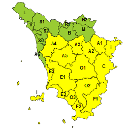 Codice giallo per pioggia esteso fino alle 12 di domenica 19 maggio