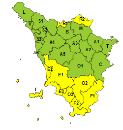 Codice giallo per vento nelle zone meridionali e appenniniche
