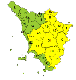 Maltempo, codice giallo per temporali nelle aree interne dalle 13 alle 21 di stasera