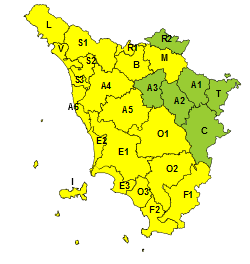 Temporali e vento forte, codice giallo dalle 20:00 di domenica alle 20:00 di lunedì