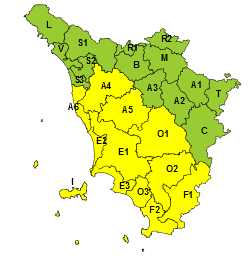 Maltempo, codice giallo per piogge e temporali fino alla mezzanotte di martedì 12 novembre