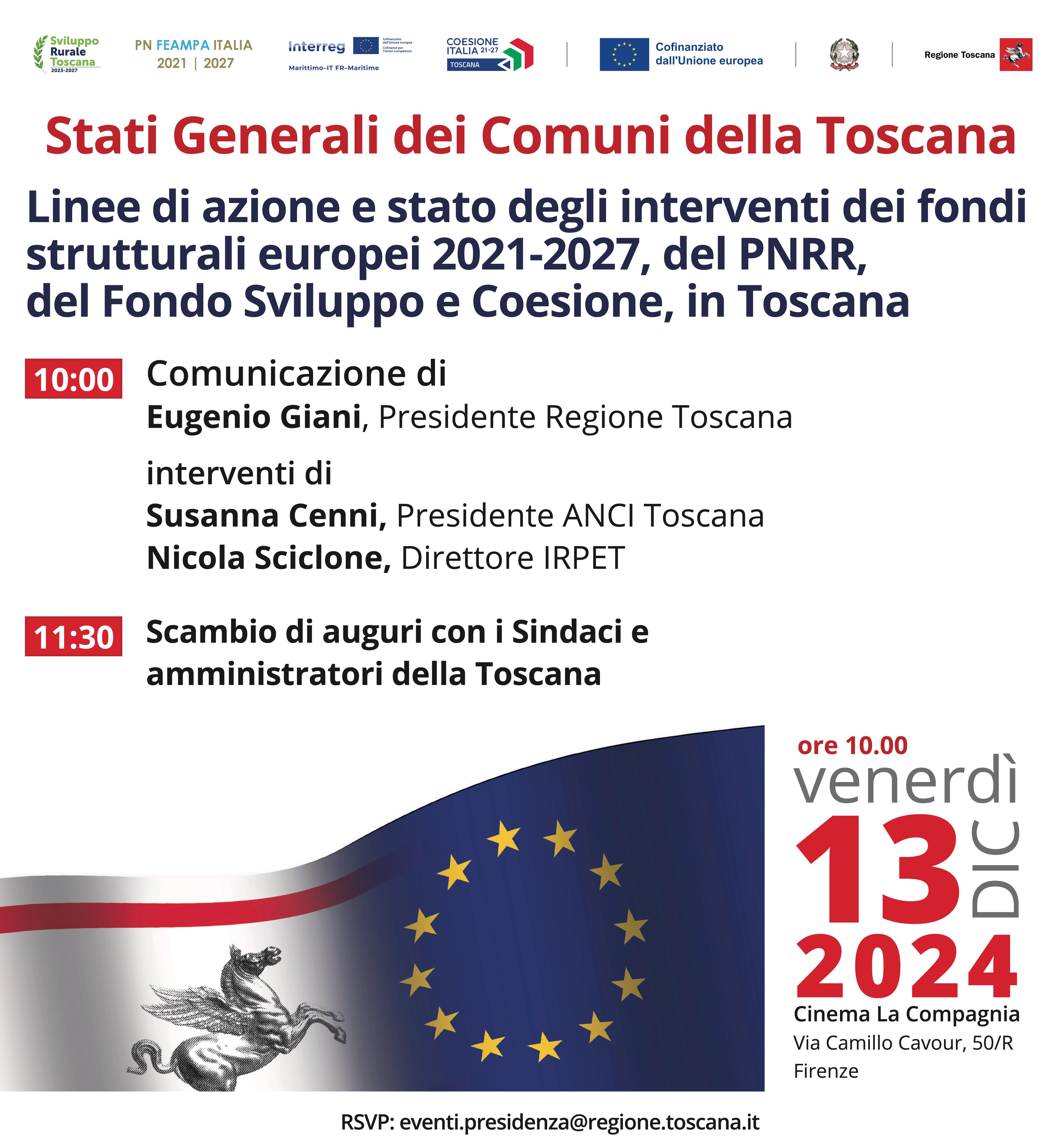 Gli Stati Generali dei Comuni della Toscana, il 13 dicembre al Cinema La Compagnia