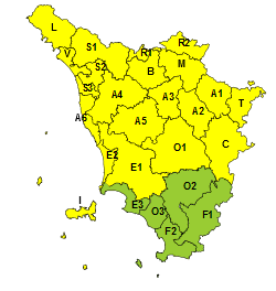 Codice giallo per pioggia e temporali mercoledì 5 gennaio