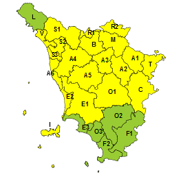 Maltempo, codice giallo per vento da stasera a tutto domani, mercoledì 29 aprile