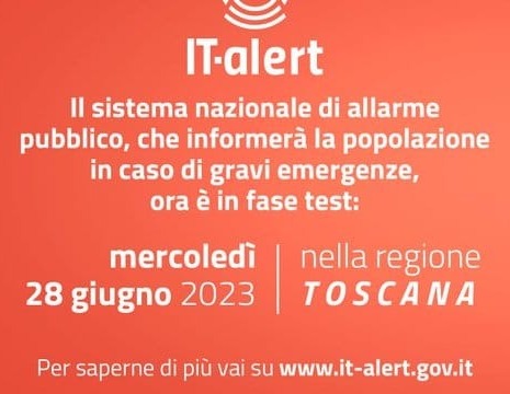 Emergenza, mercoledì 28 il primo test IT-Alert di portata regionale