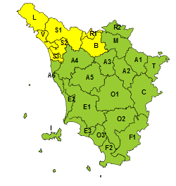 Pioggia e temporali, codice giallo per venerdì 5 gennaio