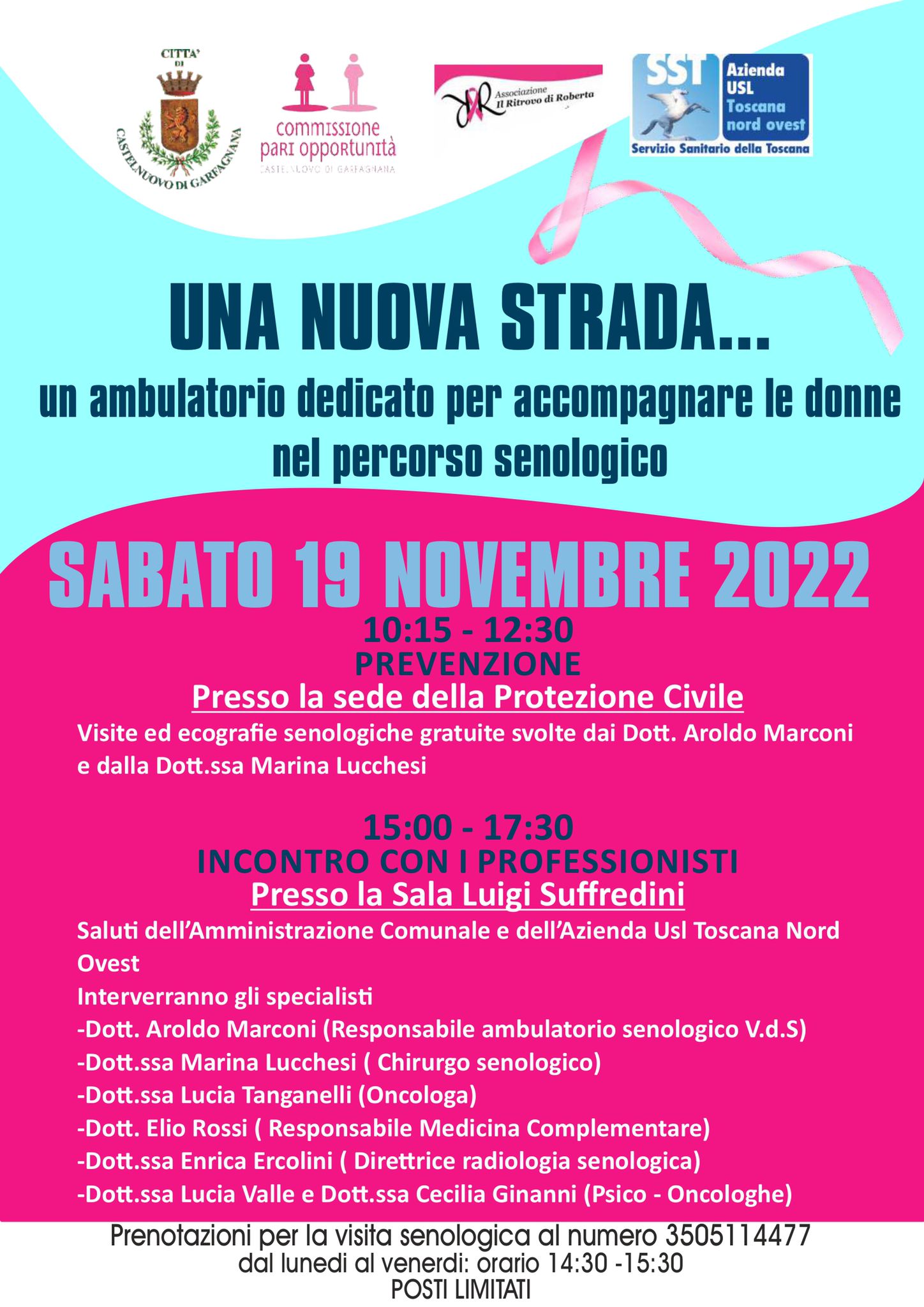 Castelnuovo, sabato 19 iniziativa prevenzione tumore al seno