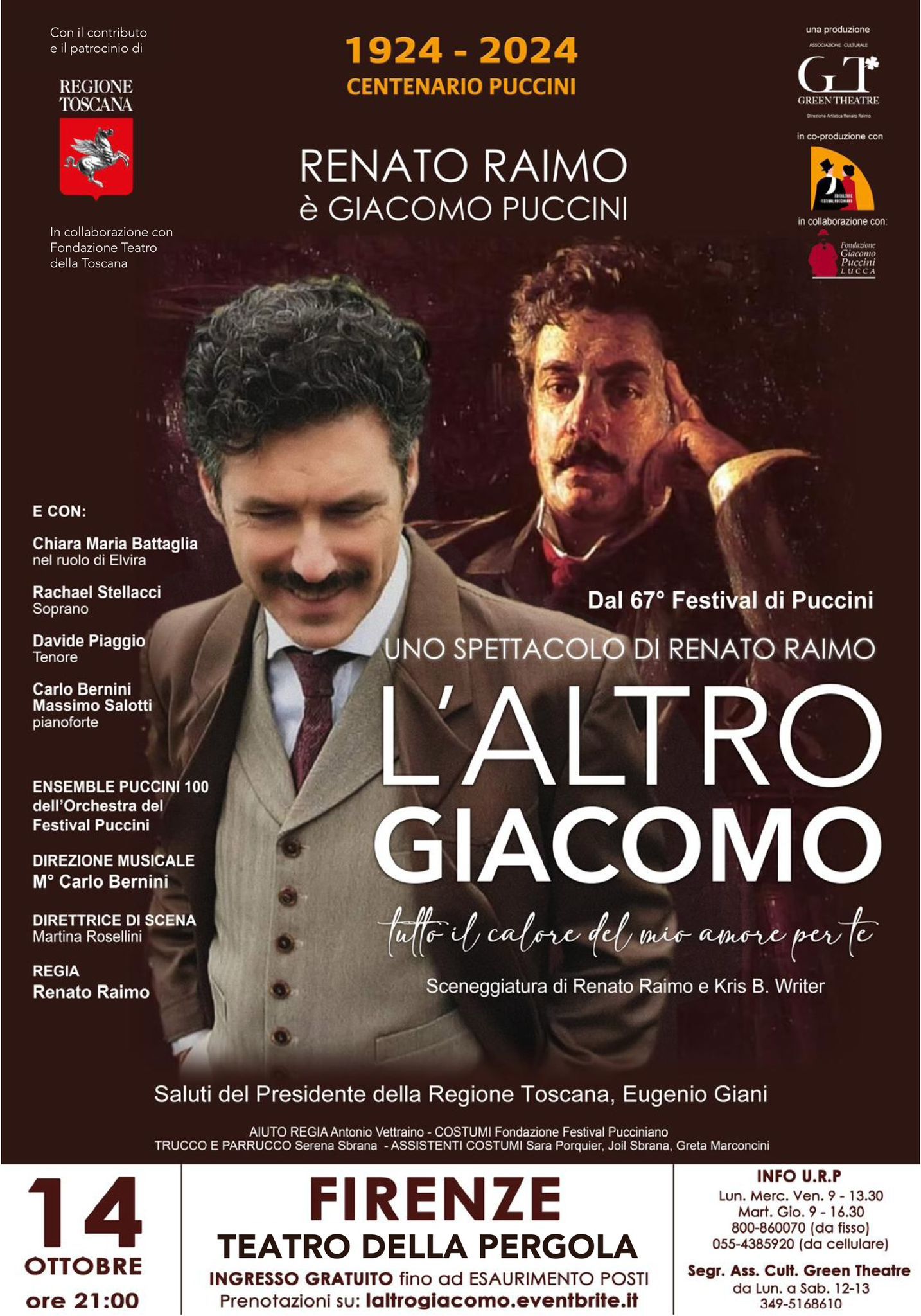 Centenario morte Puccini, la Regione promuove