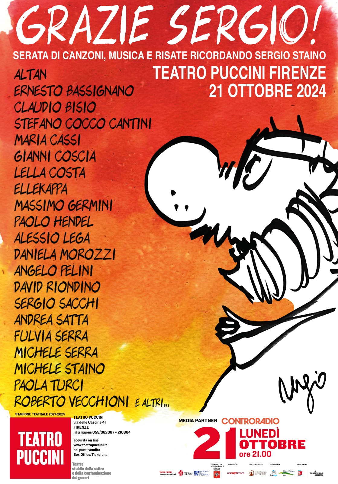 Al Puccini serata in ricordo di Sergio Staino, la presentazione con il presidente Giani