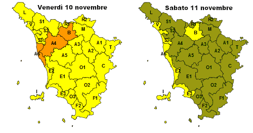 Maltempo, codice giallo per rischio idrogeologico, mareggiate e vento
