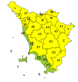 Codice giallo per pioggia e temporali dalle 11 alle 20 di domani venerdì 17 luglio