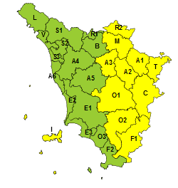 Maltempo, codice giallo fino alle 20 di stasera, lunedì, per pioggia e temporali