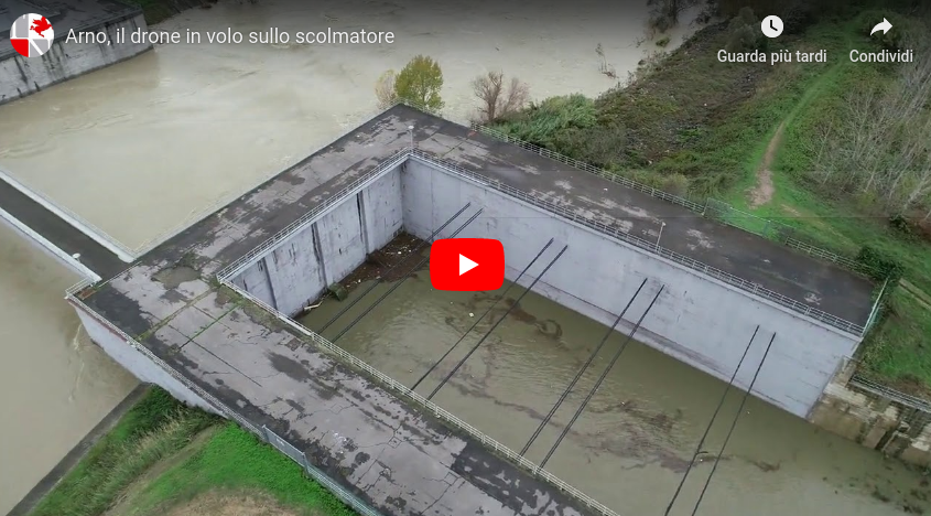 Il volo del drone sullo Scolmatore d'Arno