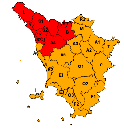 Allerta meteo rossa per pioggia e vento nella Toscana settentrionale, fino alle 24 di lunedì