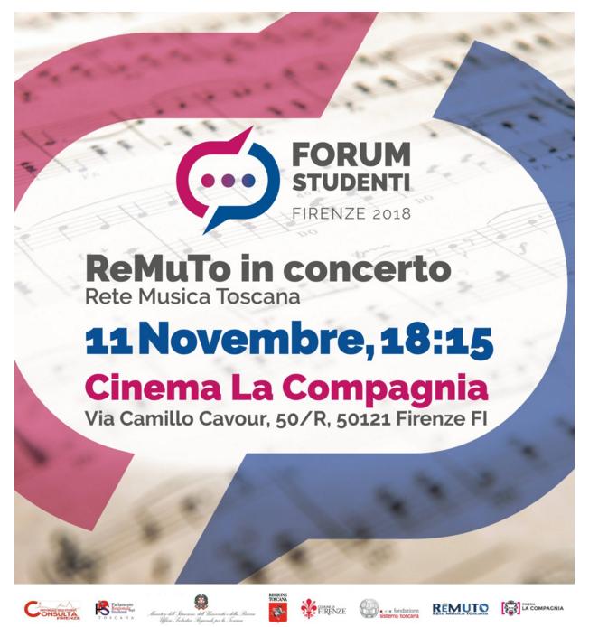 Il concerto di ReMuTo inaugura l'11 novembre il Forum degli studenti Firenze