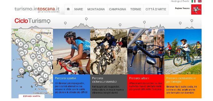 Cicloturismo, 220 percorsi sul nuovo sito nel portale del turismo toscano