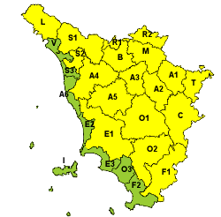 Codice giallo per ghiaccio in tutta la Toscana ad esclusione della costa