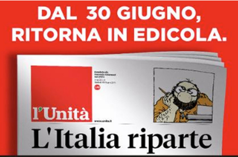 Torna in edicola L'Unità. Gli auguri del presidente Rossi